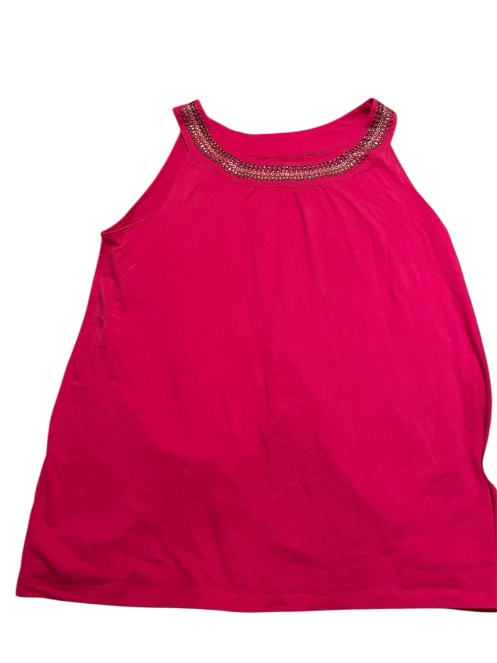 Liz & Me Hot Pink Sleeveless Tank with Beaded Neckline. So cute. 22/24 NWOT!